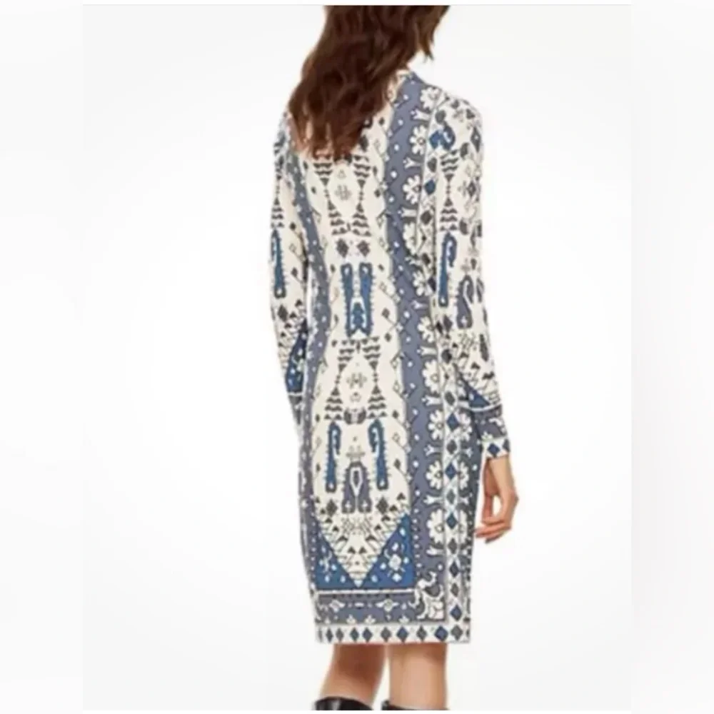 Tory Burch Matte Jersey Dress Malibu Blue Lisbon Size Small